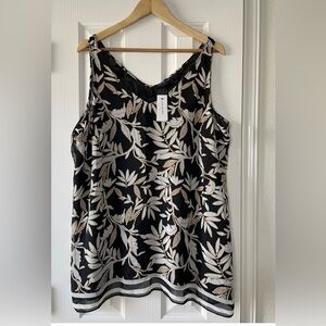Lane Bryant Women’s Swing V Neck Tank Top Floral Leaf Print Sleeveless